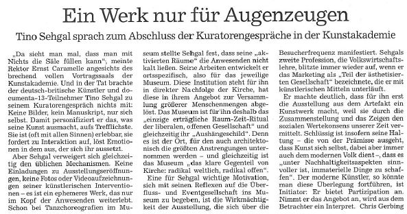 BNN Nachbericht Karlsruher Kultur vom 05.07.2014